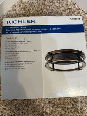 Kichler Barrington 6" Recessed Trim Kit - Distressed Black & Wood